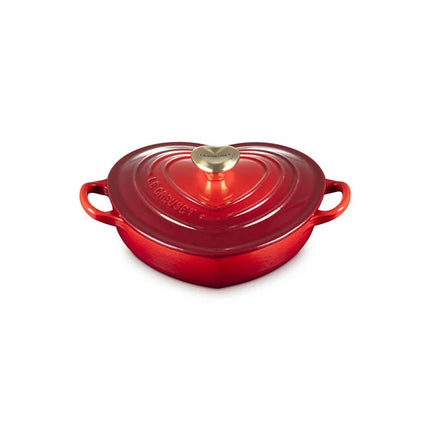 Shallow Heart Dish 1.25 Qt Novelty Light Gold Heart Knob