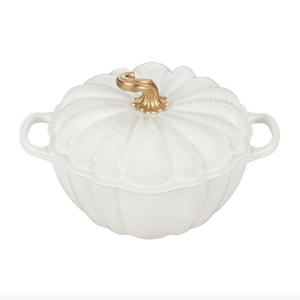 4 Qt Cast Iron Pumpkin Cocotte White