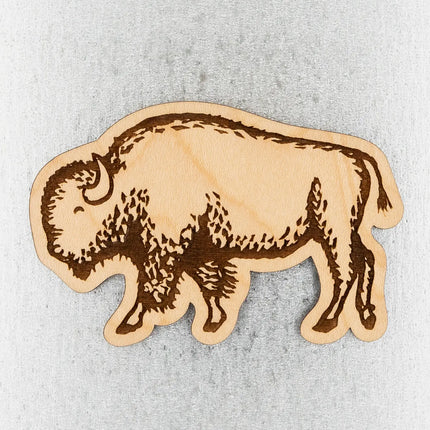 Wood Magnet Bison