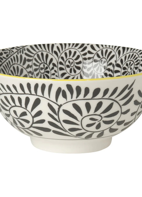 Now Designs Stamped Bowl Medium 6in Black Vines