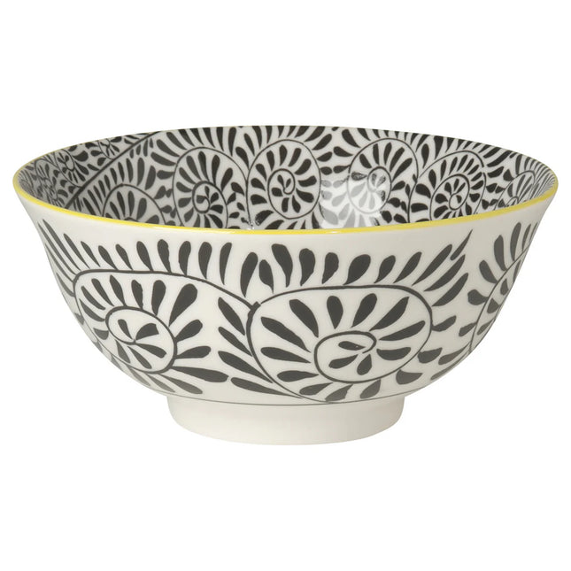 Now Designs Stamped Bowl Medium 6in Black Vines