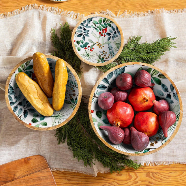 VivaStyle Bowl Wood Bowl Festive Foliage Small