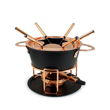 Swissmar Realp 11pc Cast Aluminum Fondue Set Copper