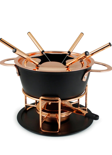 Swissmar Realp 11pc Cast Aluminum Fondue Set Copper