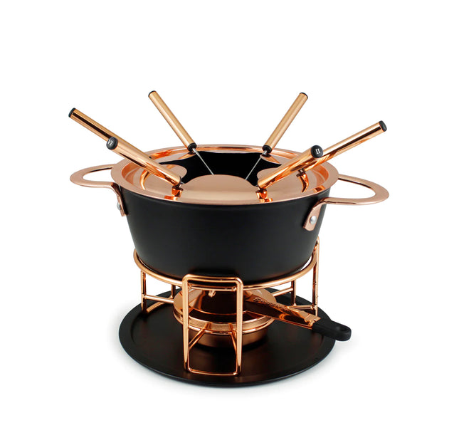 Swissmar Realp 11pc Cast Aluminum Fondue Set Copper