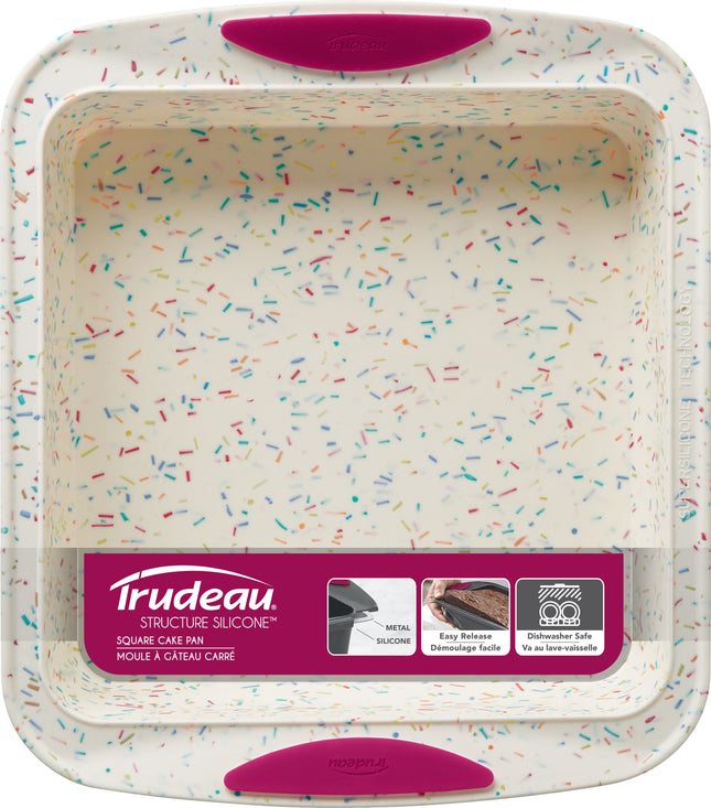 White Confetti Square Cake Pan 8x8