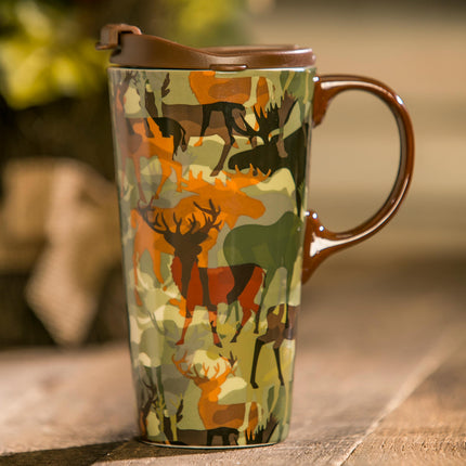 Ceramic Travel CupWoodland Camouflage 17oz