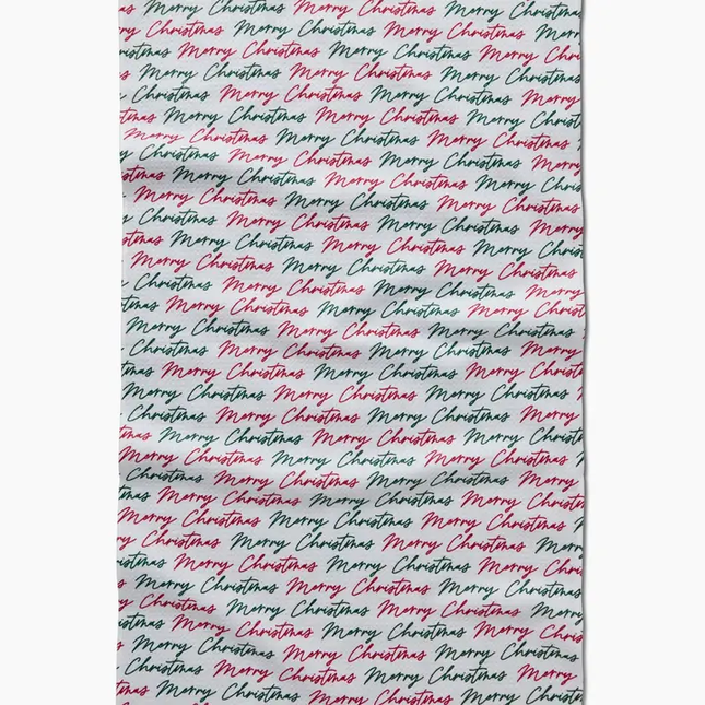 Geometry Tea Towel Merry Christmas Greetings